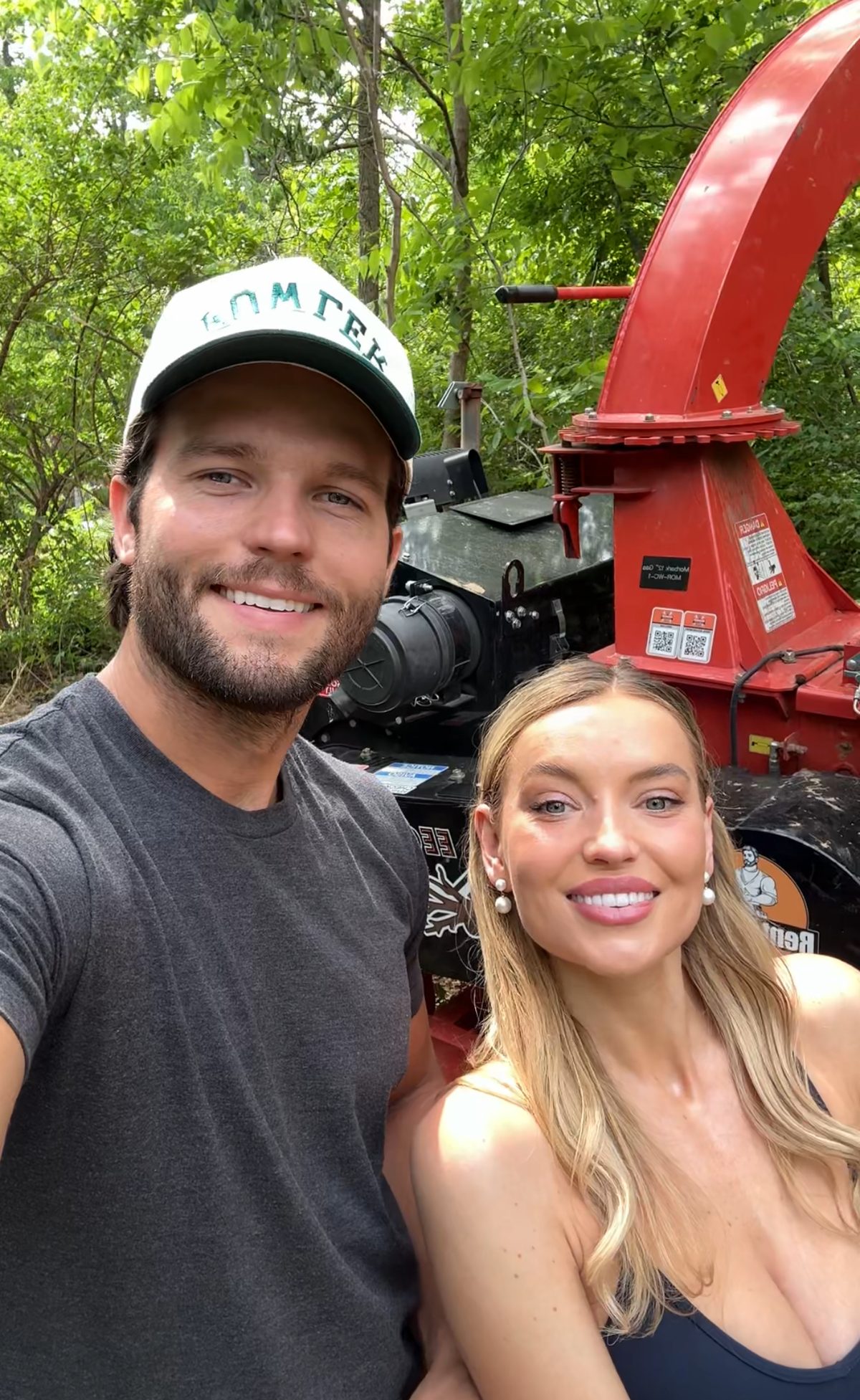 The two of us in front of the wood chipper